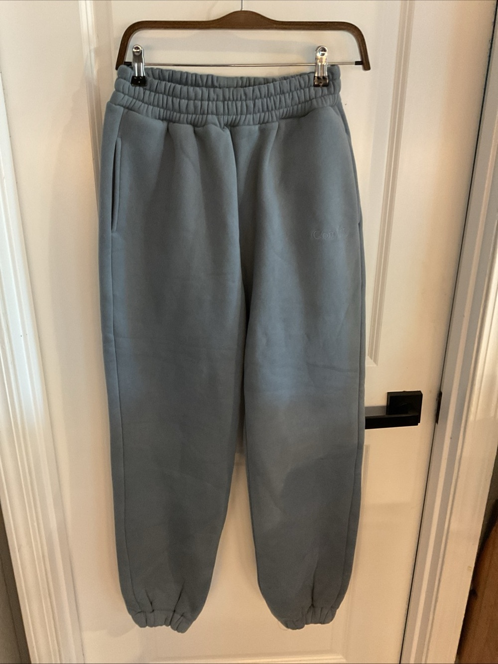 Comfrt - Women's Relaxed-Fit Blue Gray Joggers with Elastic Waist - Size Small